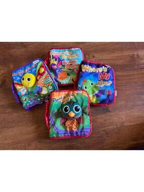 Set of 4 Lamaze Soft Fabric Baby Books with Plush Toys